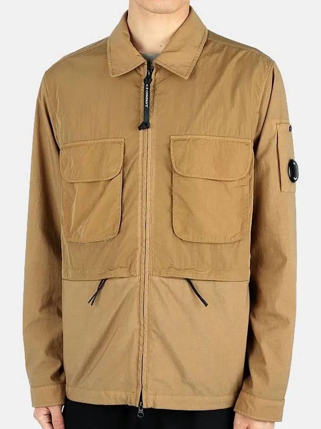 Men's Lens Wappen Two-Pocket Nylon Zip-Up Jacket Camel - CP COMPANY - BALAAN 2