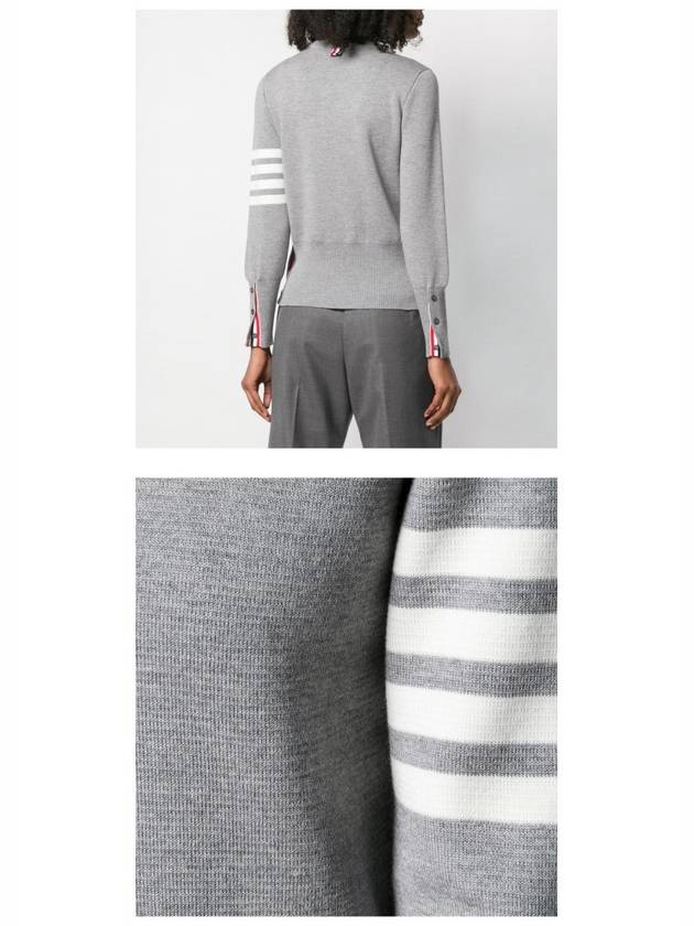 4-Bar Milano Stitch Crew Neck Knit Top Light Grey - THOM BROWNE - BALAAN 6