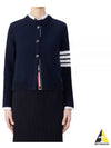 Floral Intarsia Cotton Cardigan Navy - THOM BROWNE - BALAAN 2