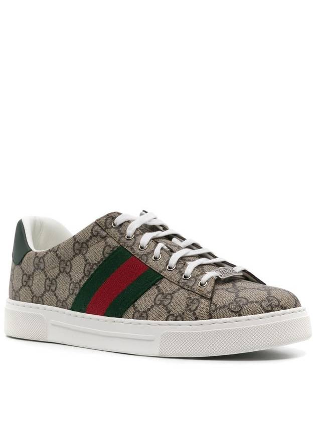 Ace GG Supreme Canvas Low Top Sneakers Beige - GUCCI - BALAAN 3