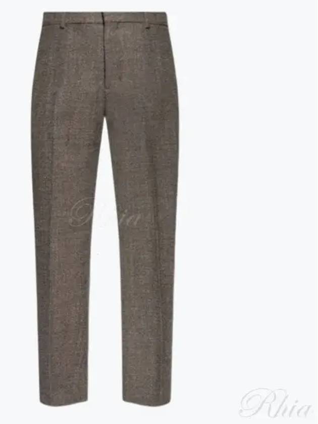 Wool Blend Straight Pants Dark Coffee - AMI - BALAAN 2