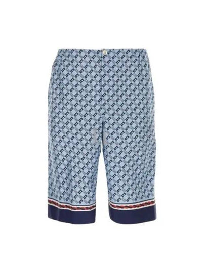 Geometric Square G Print Silk Shorts Blue - GUCCI - BALAAN 2