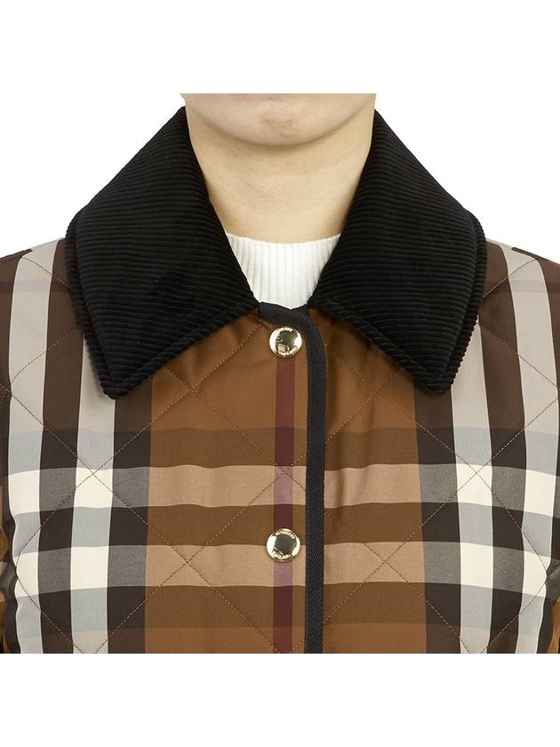 Women's Check Diamond Quilted Jacket Brown - BURBERRY - BALAAN.