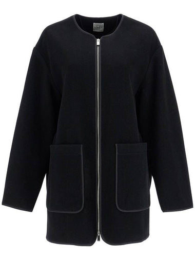 black wool felt high collar jacket with zip - TOTEME - BALAAN 1