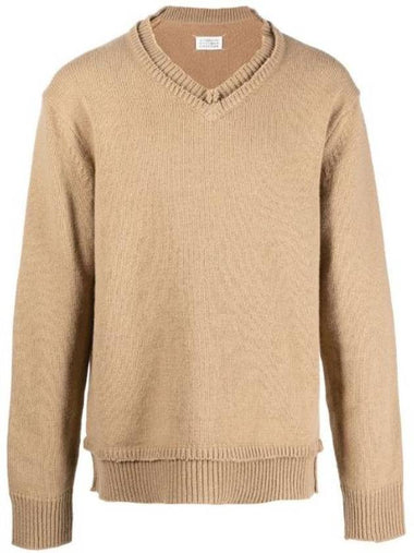 Men's 4 Stitch Elbow Patch Knit Top Beige - MAISON MARGIELA - BALAAN 1