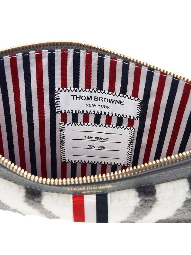 4 Bar Curly Merino Document Small Clutch Bag Medium Grey - THOM BROWNE - BALAAN 11