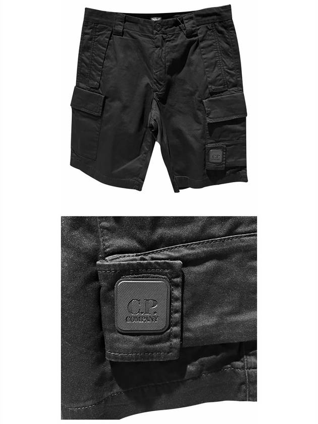 Men's Logo Patch Stretch Cargo Shorts Black - CP COMPANY - BALAAN 5