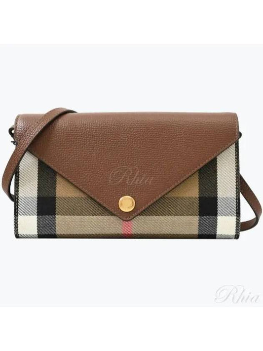 Hannah Check Envelope Strap Cross Bag Brown - BURBERRY - BALAAN 2