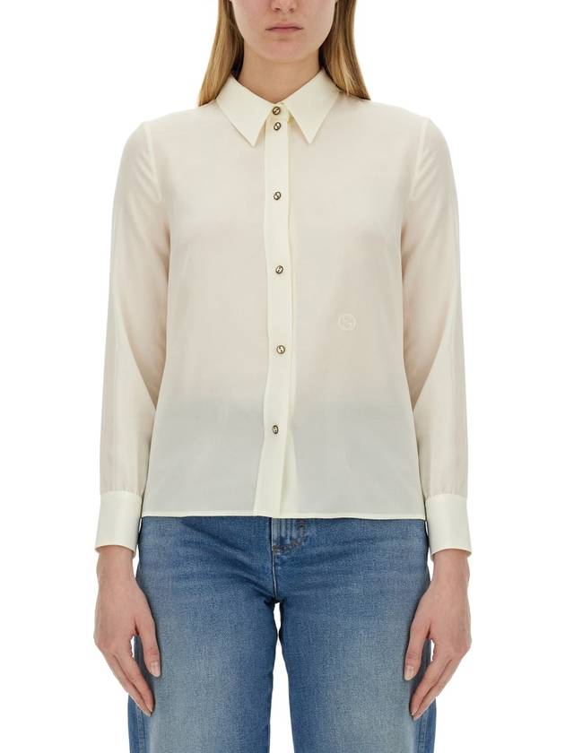 logo embroidered silk shirt 761896ZAPJ7 - GUCCI - BALAAN 2