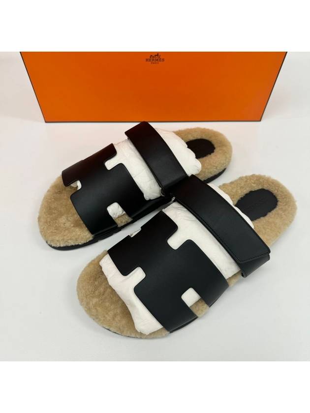 Shearling chypre sandals black H212890ZH - HERMES - BALAAN 4