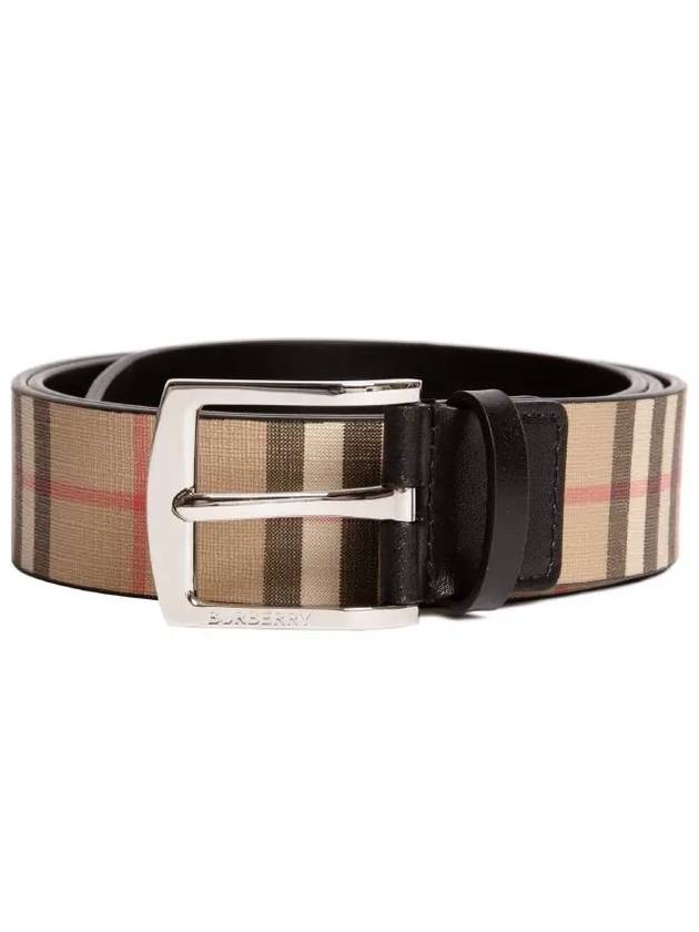 Men's Vintage Check Leather Belt Beige - BURBERRY - BALAAN 3