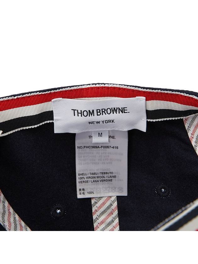 Bow Grosgrain Wool Flannel Ball Cap Navy - THOM BROWNE - BALAAN 9