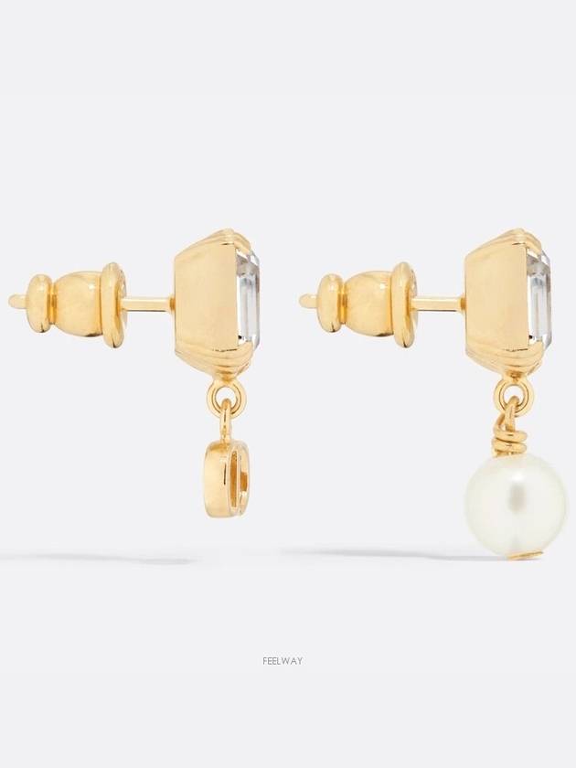 Petit CD Earrings Gold Finish Metal White Resin Pearl - DIOR - BALAAN 4