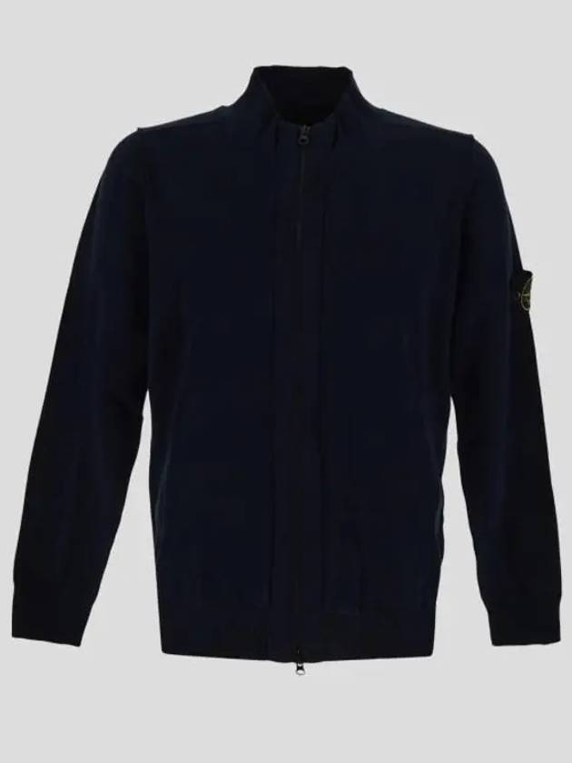 Wappen Patch Cotton Zip-Up Cardigan Navy - STONE ISLAND - BALAAN 2