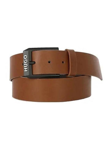 Logo Trim Buckle Leather Belt Brown - HUGO BOSS - BALAAN 1