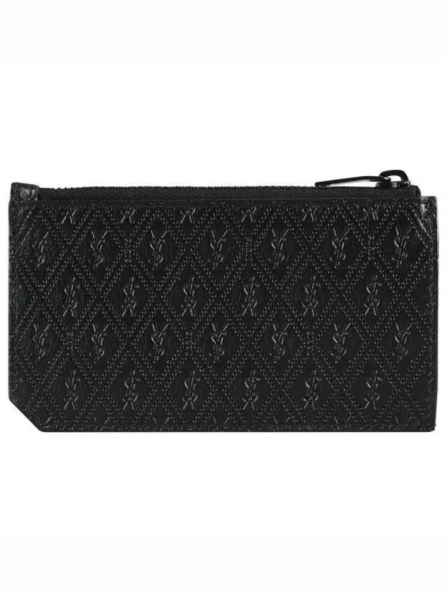 Monogram Zipper Card Wallet Black - SAINT LAURENT - BALAAN 2