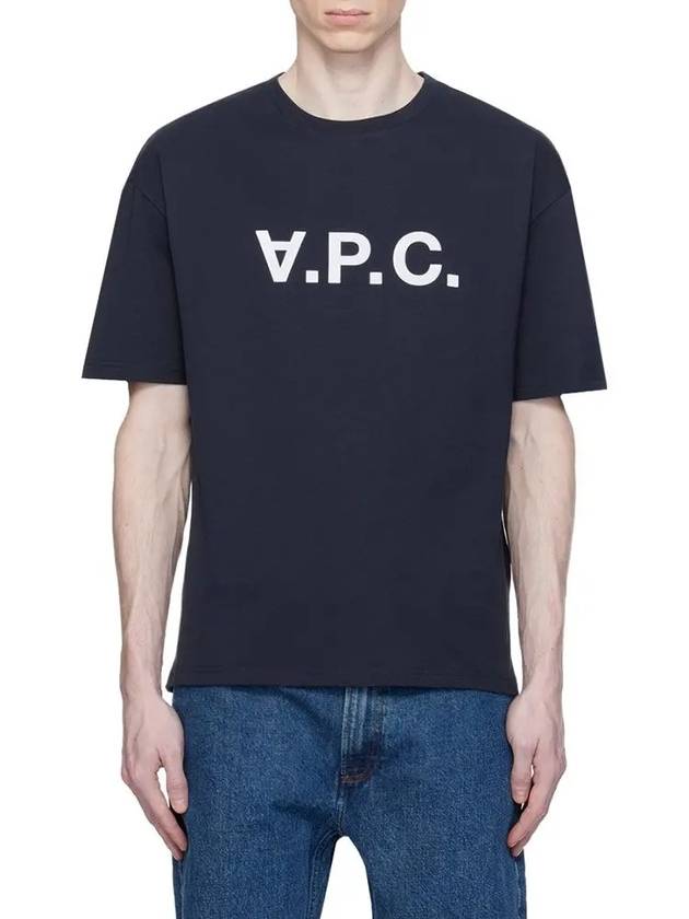 Logo Print Crew Neck Short Sleeve T-Shirt Navy - A.P.C. - BALAAN 2