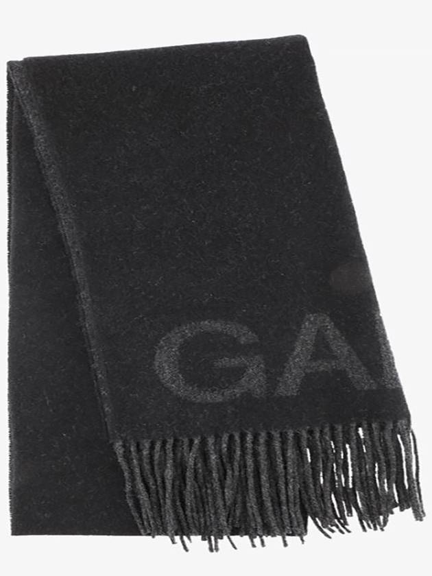 Logo Fringe Muffler Black - GANNI - BALAAN 4