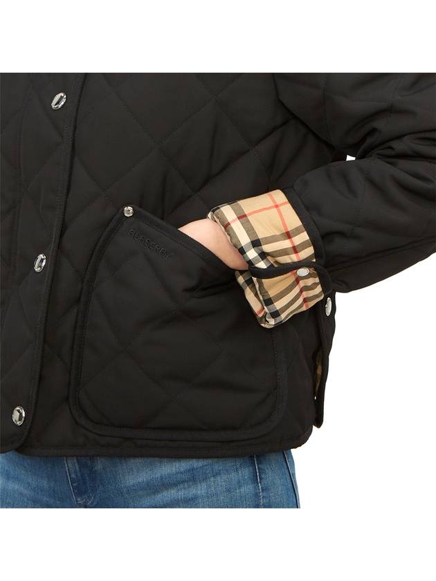Striped point cropped quilted jacket black - BURBERRY - BALAAN 9
