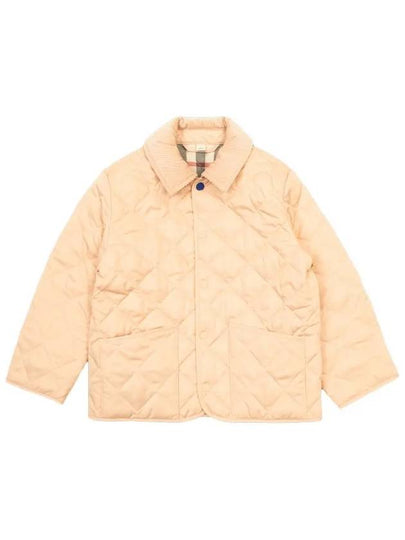 Kids Corduroy Collar Diamond Quilted Jacket Pink - BURBERRY - BALAAN 2