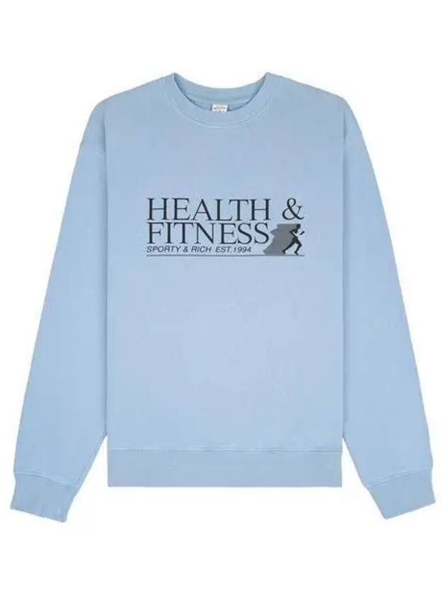 Health Fitness Logo Print Sweatshirt Sky Blue - SPORTY & RICH - BALAAN 2