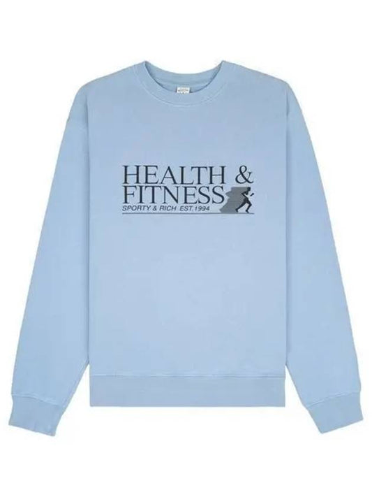 Health Fitness Logo Print Sweatshirt Sky Blue - SPORTY & RICH - BALAAN 2