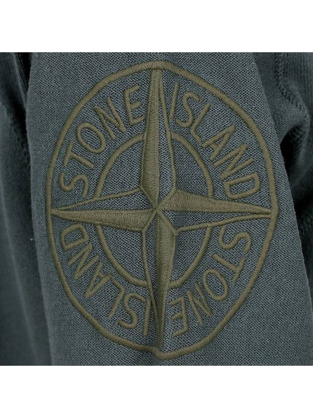 Compass Embroidered Crew Neck Organic Cotton Knit Top Musk Green - STONE ISLAND - BALAAN 6