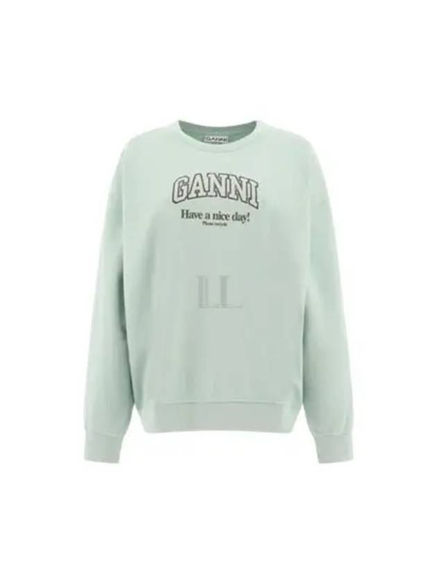 Logo Crew Neck Sweatshirt Aqua Form - GANNI - BALAAN 2