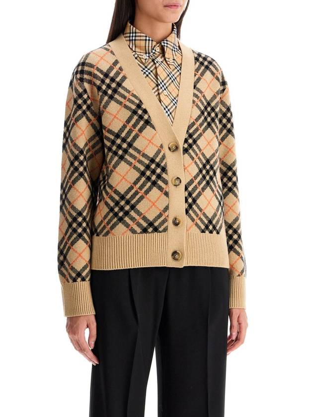 Check Cashmere Cardigan Sand - BURBERRY - BALAAN 3