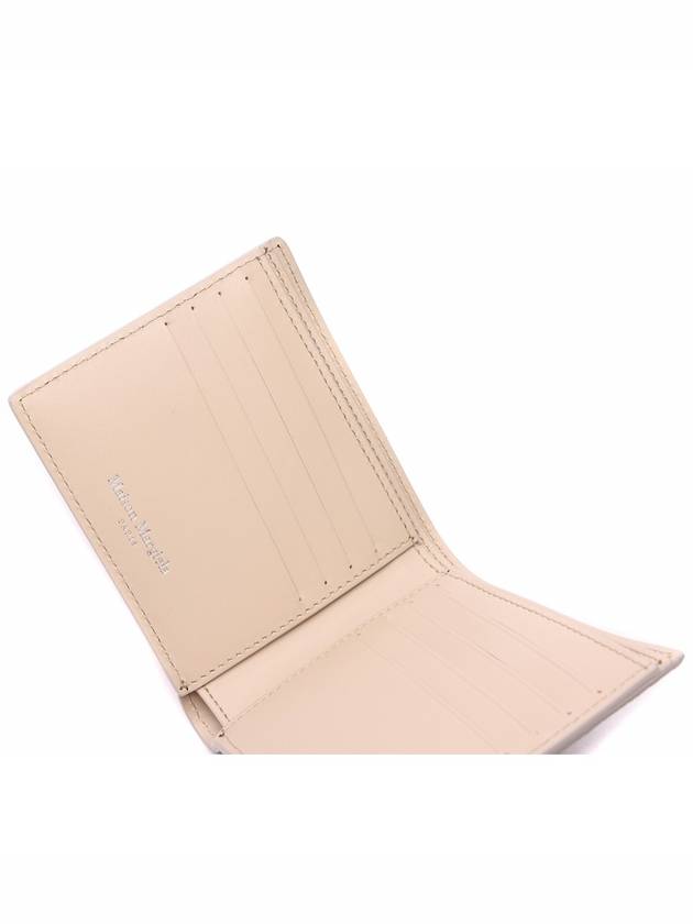 Stitched Bifold Leather Half Wallet Beige - MAISON MARGIELA - BALAAN 7