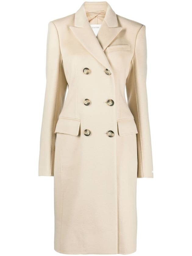 Women's Sportmax Virgin Wool Double Coat Beige - MAX MARA - BALAAN 1