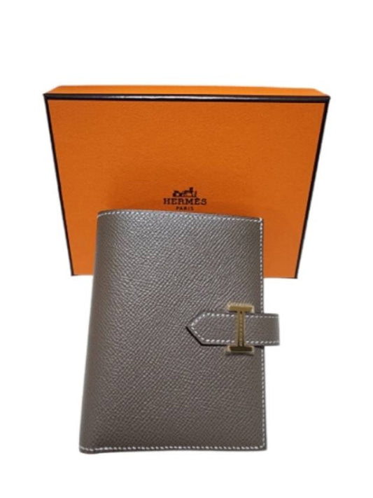 Bearn Compact Gold Hardware Half Wallet Etoupe - HERMES - BALAAN.