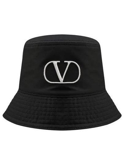 Signature V Logo Bucket Hat Black - VALENTINO - BALAAN 2