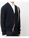 RWB Striped Intarsia Cotton Cardigan Navy - THOM BROWNE - BALAAN 4