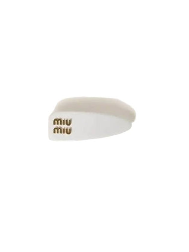 Patent Leather Hair Clip White - MIU MIU - BALAAN 1