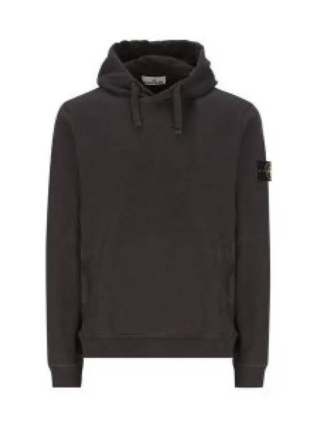 Wappen Patch Brushed Cotton Fleece Hoodie Lead Grey - STONE ISLAND - BALAAN 2