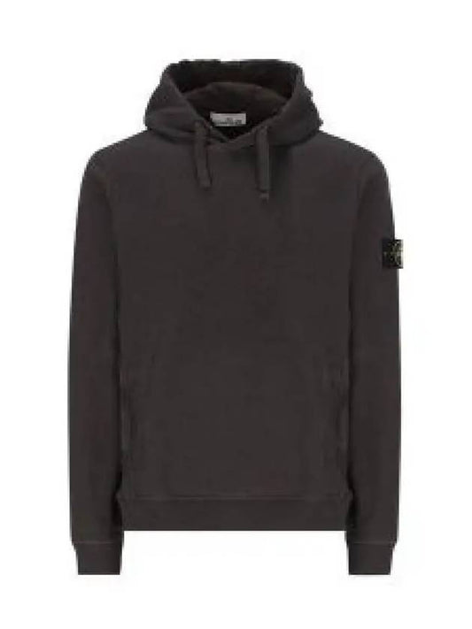 Wappen Patch Brushed Cotton Fleece Hoodie Lead Grey - STONE ISLAND - BALAAN 2