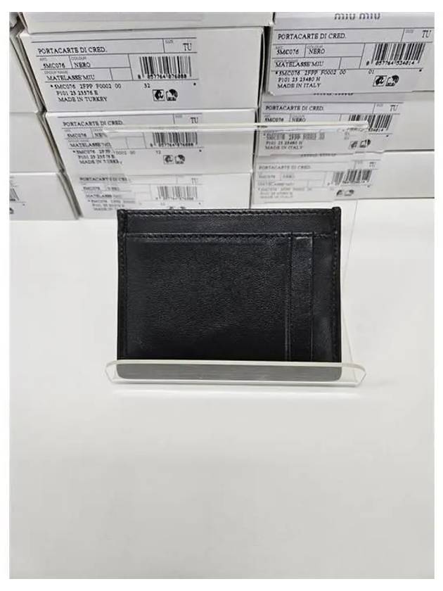 Matelasse Nappa Leather Card Wallet Black - MIU MIU - BALAAN 3