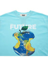 Women's Earth Apple Motif Cotton Short Sleeve T-Shirt Blue - MSGM - BALAAN 4