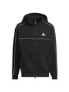 Wording Loose Fit French Terry Zip Up Hoodie Black - ADIDAS - BALAAN 4