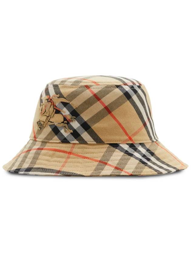 Check Cotton Blend Bucket Hat Beige - BURBERRY - BALAAN 3