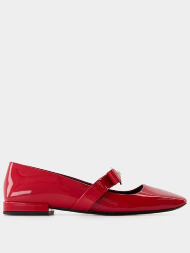 Gianni Ribbon Flat Shoes - Versace - Leather - Red - VERSACE - BALAAN 1