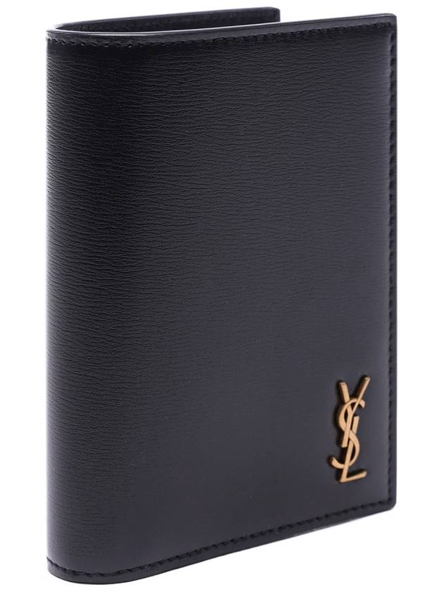 Monogram Gold Hardware Bifold Wallet Black - SAINT LAURENT - BALAAN.