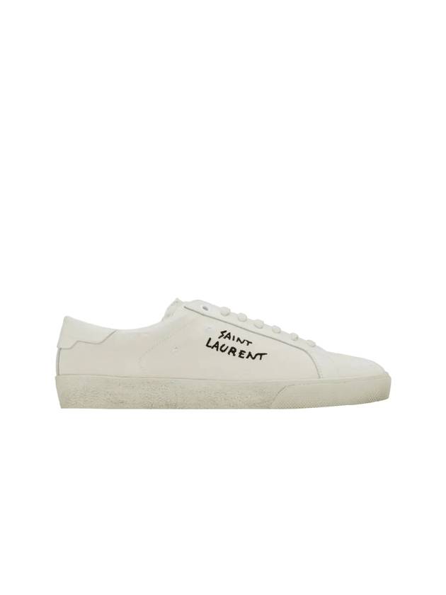 Saint Laurent Canvas Leather Coat Classic SL 06 Embroidered Sneakers Cream Luxray - ETC - BALAAN 2