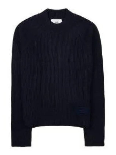 Logo Patch Basic Knit Top Navy - AMI - BALAAN 2