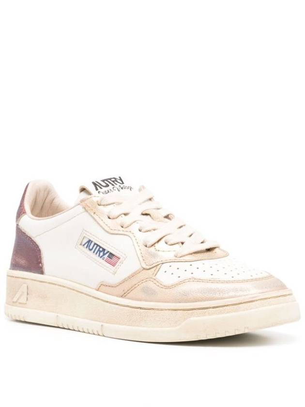 Autry Super Vintage Medalist Low Sneakers In In White, Red And Gold Leather Shoes - AUTRY - BALAAN 2