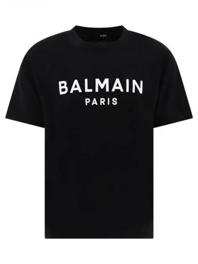 Paris Logo Organic Cotton Short Sleeve T-Shirt Black - BALMAIN - BALAAN 2