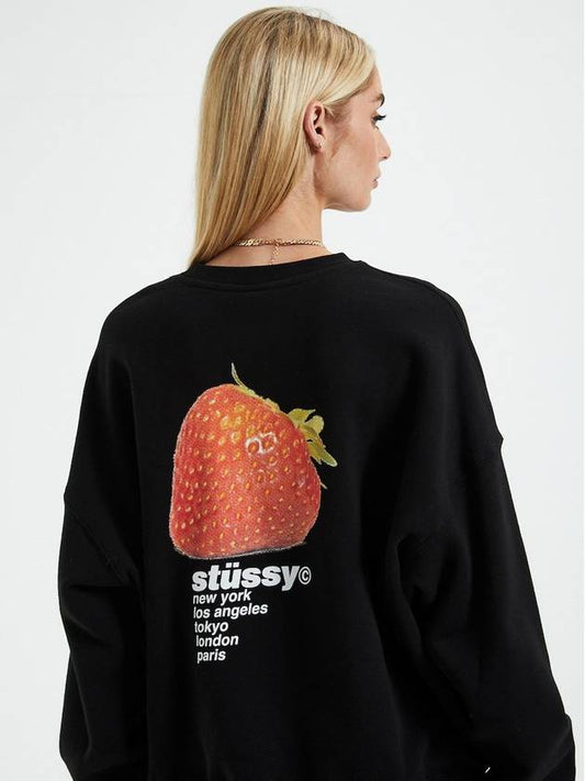 Strawberry Oversized Sweatshirt Black - STUSSY - BALAAN 2