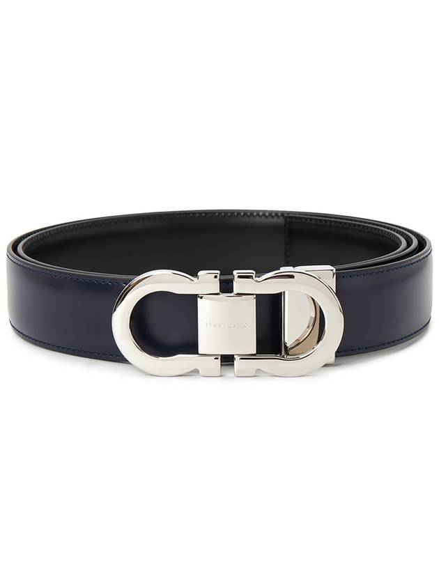 Gancini Reversible Leather Belt Midnight Blue - SALVATORE FERRAGAMO - BALAAN 2