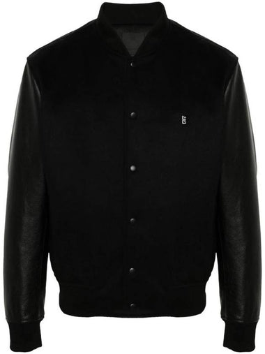 4G Detail Wool Leather Bomber Jacket Black - GIVENCHY - BALAAN 1